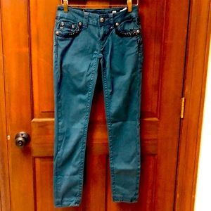 Miss Me Skinny Teal Jeans Sz 26
